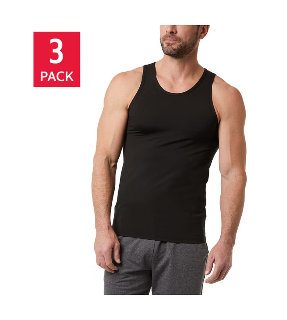 32 Degrees Men's Comfort Mesh Tank, 3-pack, Black, Size XL